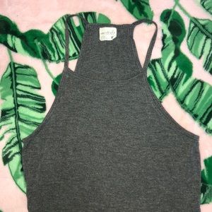 Grey Spaghetti Strap Cropped Tank